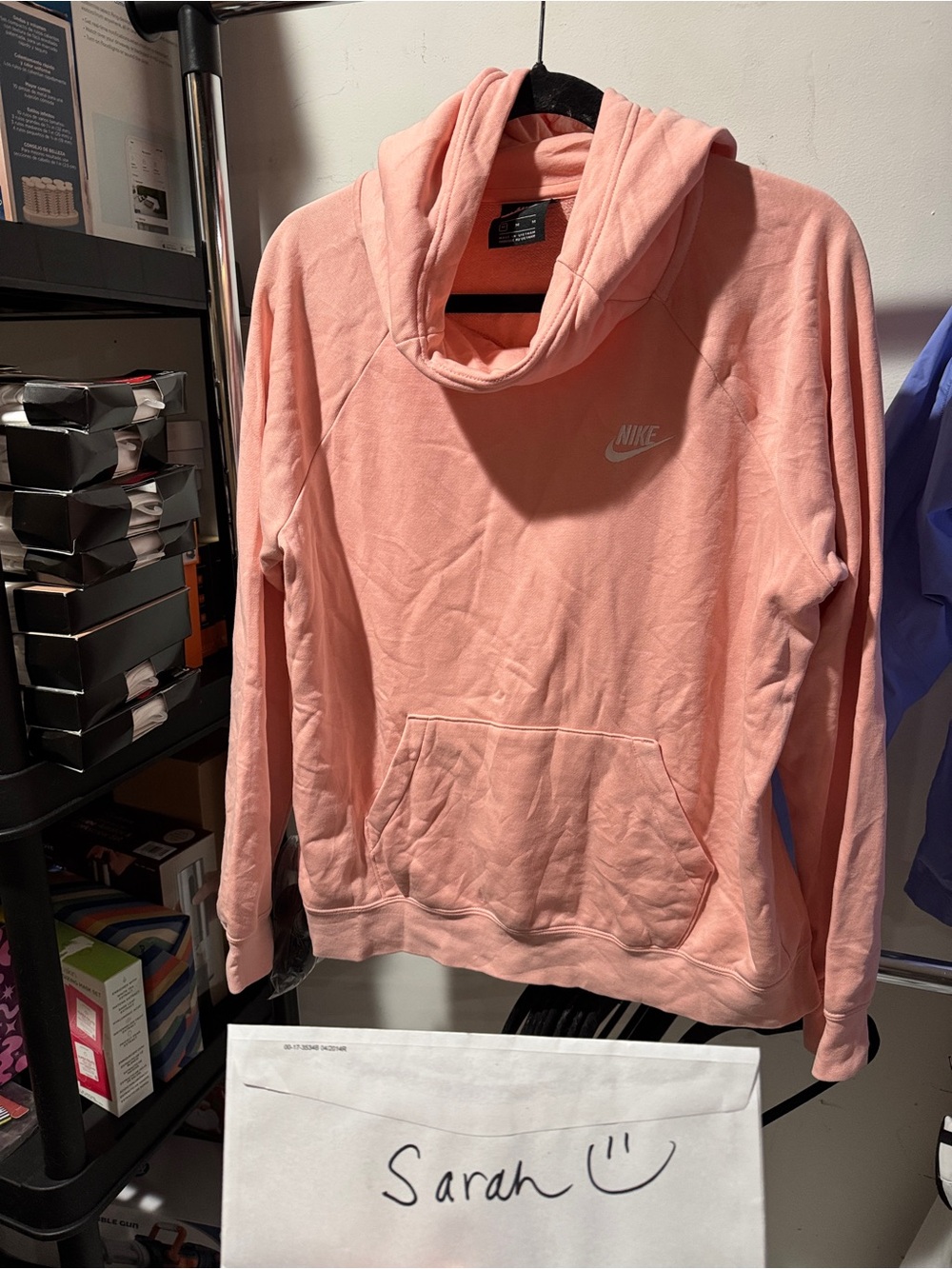 Nike medium Women’s Coral Pink Cowl Neck Pullover Hoodie